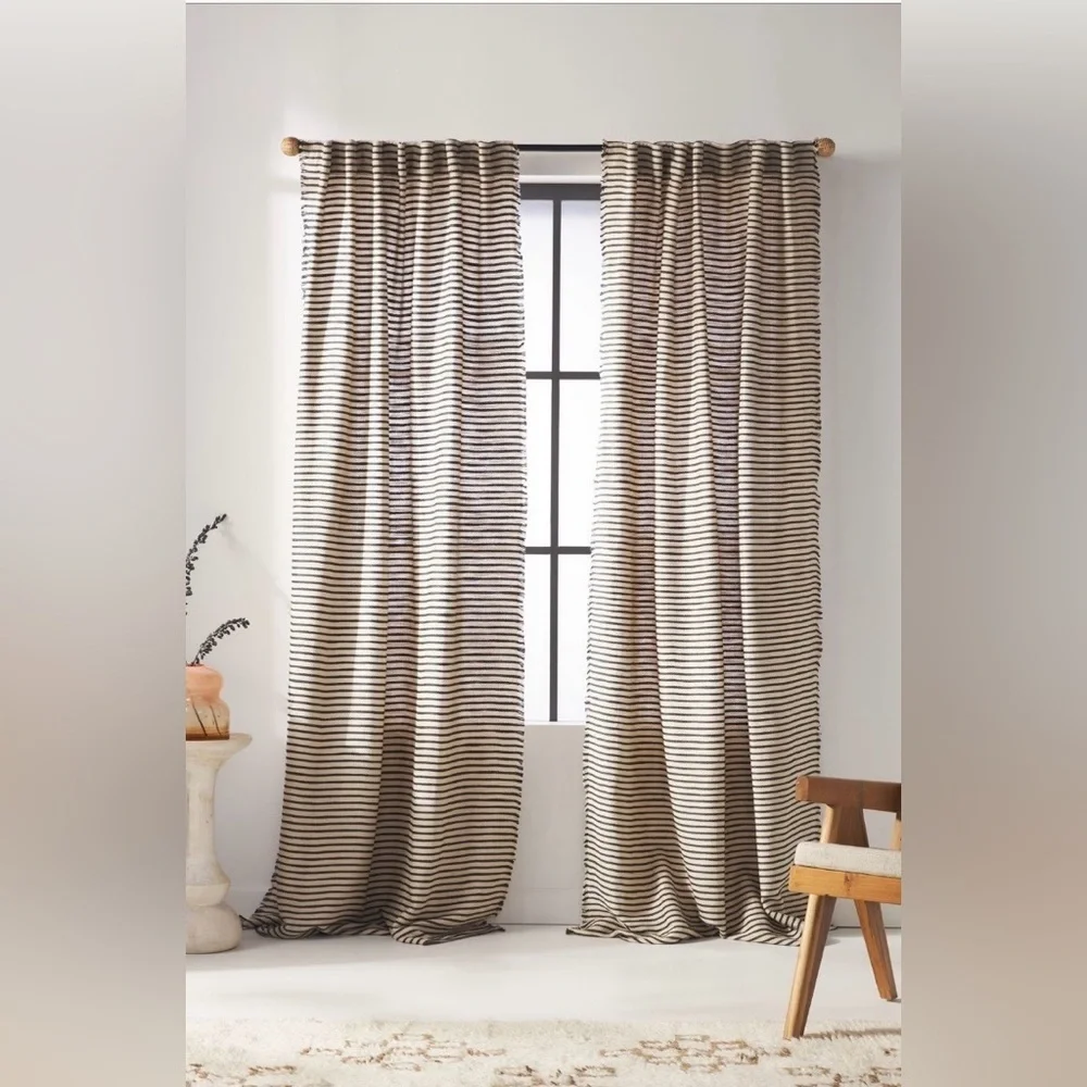 Anthropologie Lux Linen Blend Curtains, 50x84, NWT